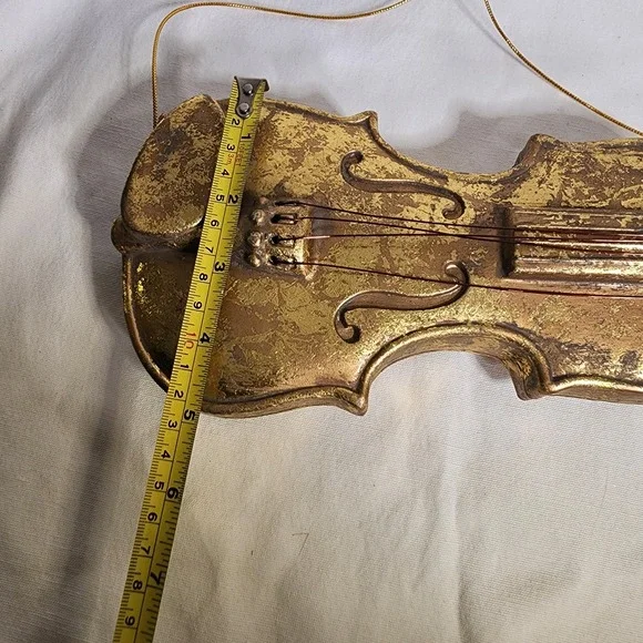 2 VIOLIN DECORATIVE WALL TREE HANGING Christmas‎ Ornaments, ANTIQUE GOLD COLOR, - Picture 4 of 5